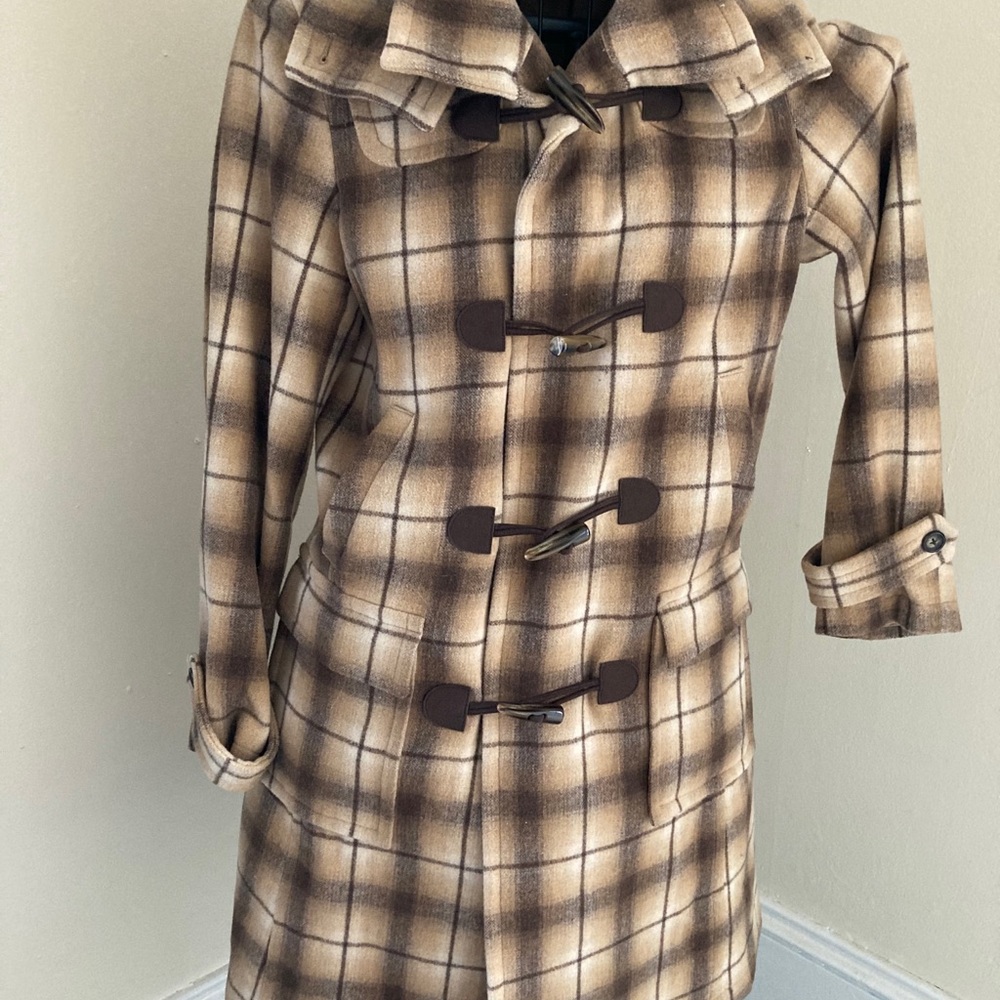 Nautica plaid pea coat M
